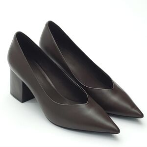 Jeffrey Campbell Women's Hourglass Pointed Toe Pumps Leather Brown Size US 8.5